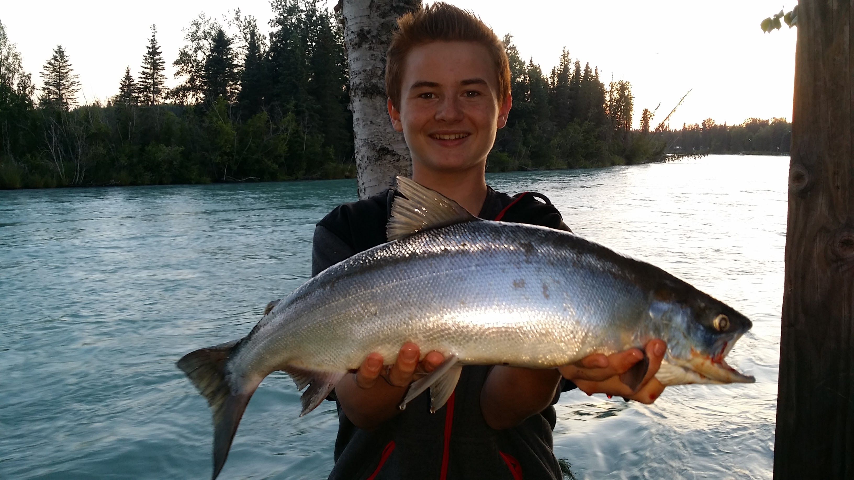 Taylor with a nice Red Salmon, 2015 Season